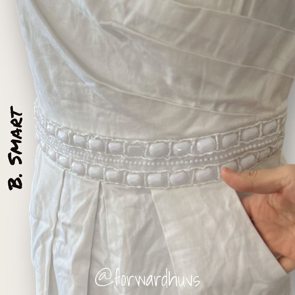 Be Smart White Beaded Dress with Pockets Size 14 - Picture 7 of 8